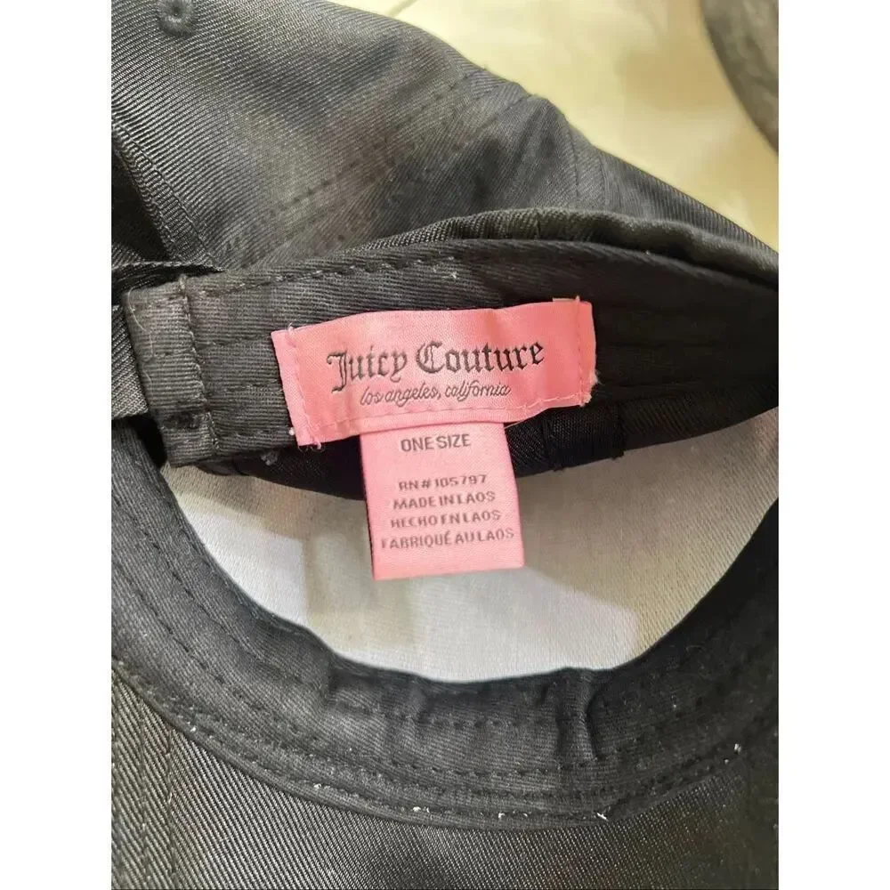 Juicy Couture Women's Rhinestone Crystals Logo Charm Baseball Cap Black One Size